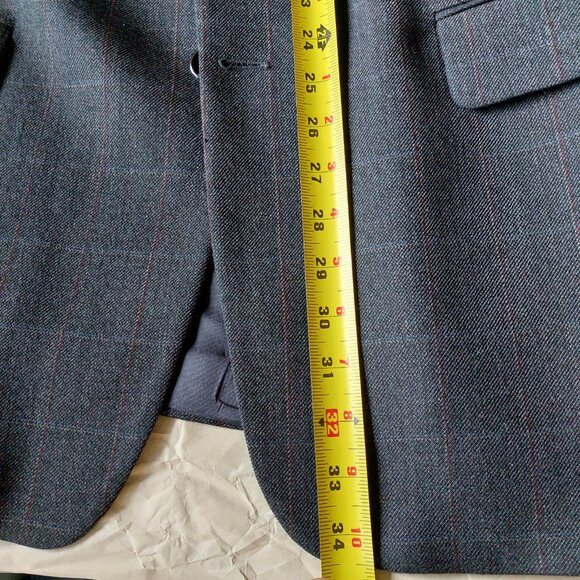 Profilo Studio Navy Grey  Paid Wool Blend Blazer , Size 44R - Picture 12 of 13